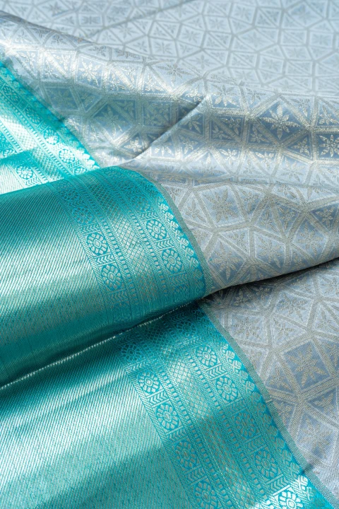 Grey Pure Kanchivaram Silk With Brocade Design 