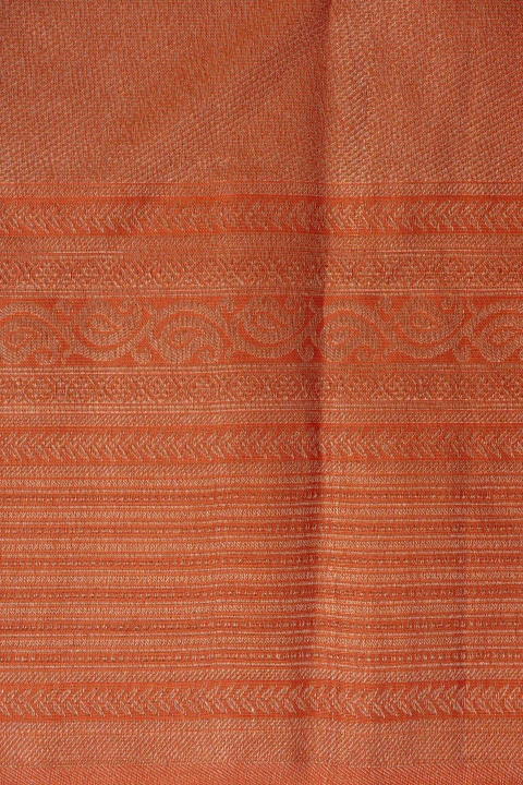 Pastle Orange Pure Kachivaram Silk With Tissue Saree