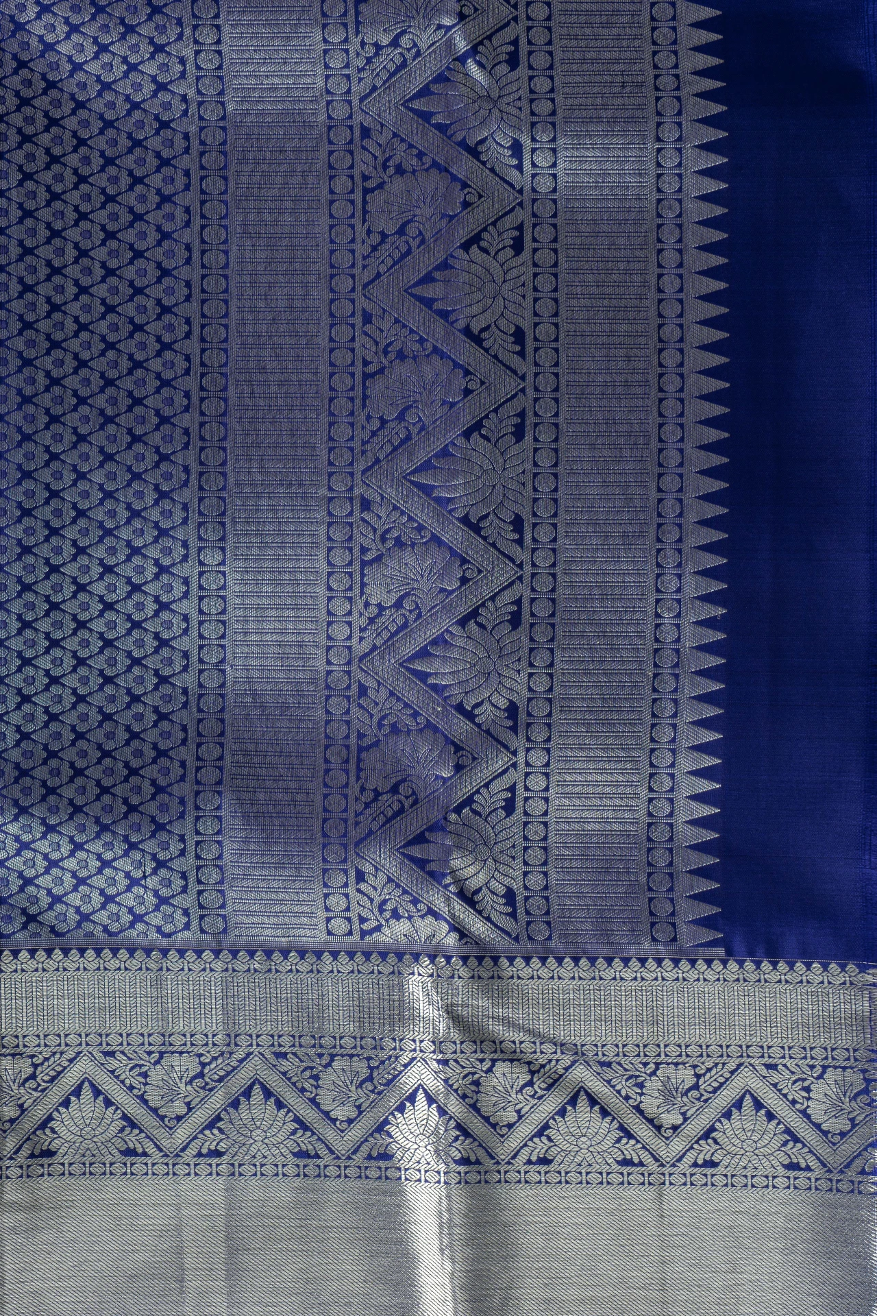 Parrot Green Pure Kanchivaram Silk With Silver Zari Brocade