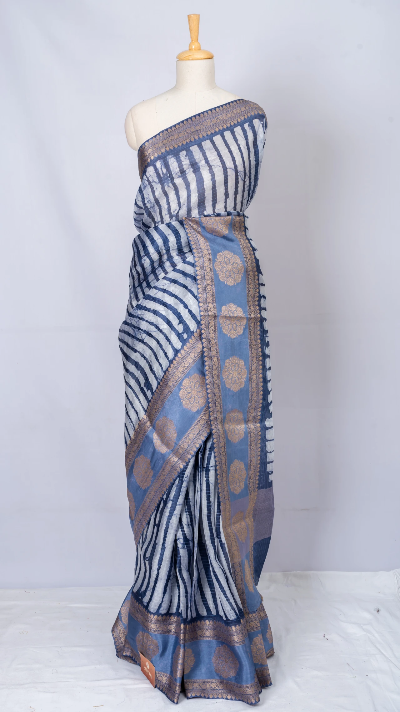 Pure Organza Silk With Digital Print And Antique Zari Border